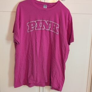 PINK Victoria's Secret Hot Pink Campus Tee Size Xl